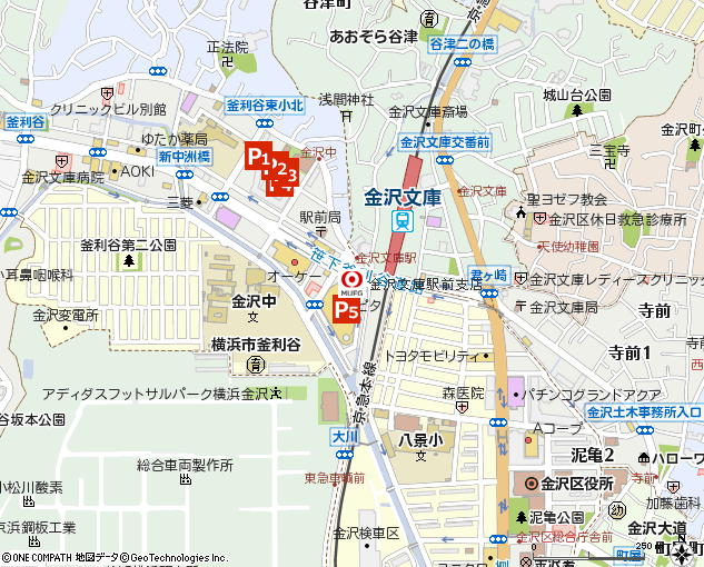 金沢文庫駅前支店付近の地図